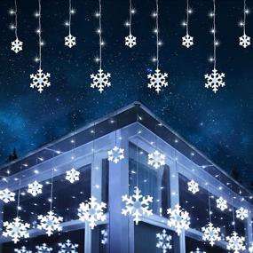 img 4 attached to 🎄 Toodour Christmas Snowflake Lights - 17.22ft, 264 LED Snowflake Icicle Lights, 22 Drops, 8 Modes, Timer, Connectable - Ideal for Curtains, Eaves, Windows, Christmas Decoration