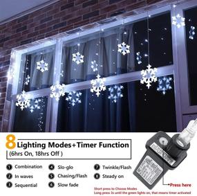 img 3 attached to 🎄 Toodour Christmas Snowflake Lights - 17.22ft, 264 LED Snowflake Icicle Lights, 22 Drops, 8 Modes, Timer, Connectable - Ideal for Curtains, Eaves, Windows, Christmas Decoration