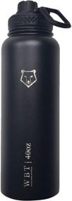 img 4 attached to 💧 WATER BEAR TACTICAL 40 Oz Stainless Steel Thermal Water Bottle - Double Wall Vacuum Insulated, BPA Free with Carry Handle, Flip Top Spout Screw Cap Lid, and Flex Cap Lid (Black)