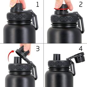 img 3 attached to 💧 WATER BEAR TACTICAL 40 Oz Stainless Steel Thermal Water Bottle - Double Wall Vacuum Insulated, BPA Free with Carry Handle, Flip Top Spout Screw Cap Lid, and Flex Cap Lid (Black)