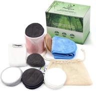 🌿 eco-friendly makeup remover pads kit: 18 reusable rounds + laundry bag + hair band + konjac sponge + ceramic jar logo