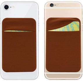 img 4 attached to 📱 Convenient Arlgseln Neoprene Cell Phone Card Holder: Safely Store up to 6 Cards with Stick-On Mini Wallet! Perfect for iPhone 13 Pro Max/12/11/XR, Samsung S21Ultra/S20FE/A32/A51 (Brown)