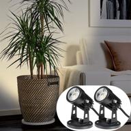 🌱 sunvie 2 pack led indoor plant spotlights - uplights accent lighting for indoor plant decor - 120v, warm white up light - 5.9 ft cord with floor foot switch (includes base and stake) логотип