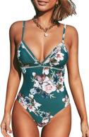 trendy and stylish: cupshe women's green floral lace up one piece swimsuit - perfect for summer logo