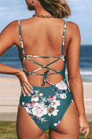 img 3 attached to Trendy and Stylish: CUPSHE Women's Green Floral Lace Up One Piece Swimsuit - Perfect for Summer