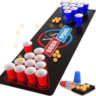 goldge beer pong table mat, adult drinking games party set with drunk uno, 8 beer pong balls, 30 beer pong cups, and drunk games - perfect beer pong set логотип