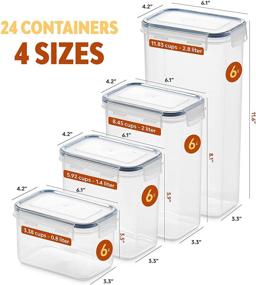 img 3 attached to Organize Your Kitchen with a 24 Pack Airtight Food Storage Container Set - BPA Free Clear Plastic Canisters for Cereal, Flour, and Sugar - Includes Labels, Marker, and Spoon Set