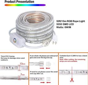 img 1 attached to 🌈 SURNIE 50ft LED RGB Rope Lights: Waterproof Color Changing Strip Lights for Outdoor Use - Connectable & Decorative Tube Lighting - Ideal for Christmas, Camper Deck, and More