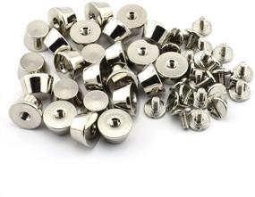 img 1 attached to LQ Industrial 25-Pack 1/2-inch Purse Handbag Feet Nailhead Flat Stud Solid Brass Screw-Back Spike Metal Cone Studs Rivet for Leather Craft DIY - Silver