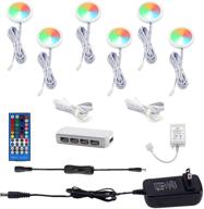 aiboo rgbw led under cabinet lighting kit with rf control - color changing christmas xmas decor lights for kitchen shelf counter furniture holiday lighting - 6 lights, 18w rgb + white логотип