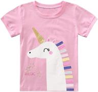 🦄 adorable toddler girls' unicorn print cotton t-shirt – short sleeve summer tops tees with a fun shark graphic logo