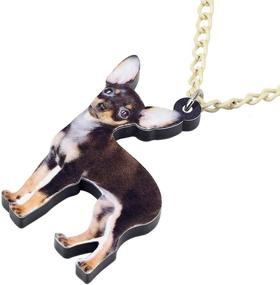 img 2 attached to 🐶 Adorable DUOWEI Acrylic Black Chihuahua Necklace: Cute Cartoon Dog Pendant Jewelry, Perfect Gifts for Women, Teens, and Girls