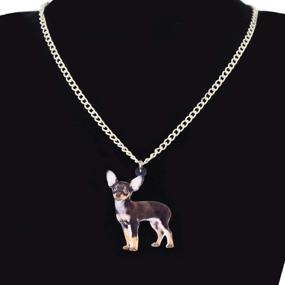 img 3 attached to 🐶 Adorable DUOWEI Acrylic Black Chihuahua Necklace: Cute Cartoon Dog Pendant Jewelry, Perfect Gifts for Women, Teens, and Girls