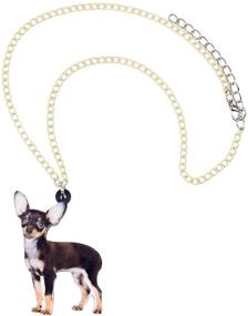 img 1 attached to 🐶 Adorable DUOWEI Acrylic Black Chihuahua Necklace: Cute Cartoon Dog Pendant Jewelry, Perfect Gifts for Women, Teens, and Girls