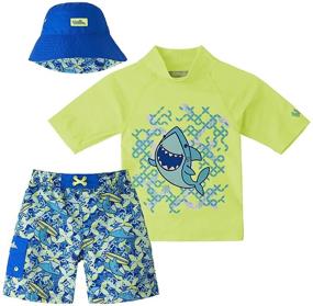 img 3 attached to Green Shark Boys' Swim Clothing Set by UV SKINZ - 3-Piece