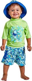 img 4 attached to Green Shark Boys' Swim Clothing Set by UV SKINZ - 3-Piece