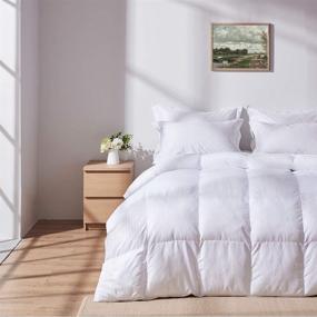 img 3 attached to WARFFET All Season White Down Alternative Comforter King - Soft Duvet Insert Plush Stripe Comforter (106 x 90 Inches) - Lightweight & Machine Washable