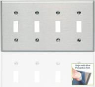 🔳 leviton 84012-40 4-gang stainless steel toggle device switch wallplate логотип