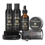 beard growth and grooming kit for men - complete beard care set with shampoo wash, growth 🧔 oil, serum, conditioner, balm, brush, comb, and scissors - perfect gift for father's day, dad, men, husband, and boyfriend logo