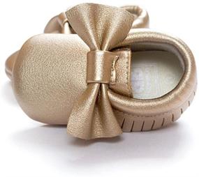 img 2 attached to Weixinbuy Baby Soft Soled Tassel Bowknots Crib Shoes: Stylish PU Moccasins for Boys and Girls