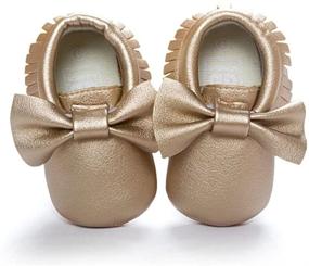 img 1 attached to Weixinbuy Детские мягкие туфельки с мокасинами из PU с бахромой и бантом для мальчиков и девочек