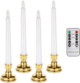 img 3 attached to 🕯️ Cimetech LED Window Candles with Timer - Flameless Christmas Candle Lights, Battery Operated, 4 3D Wick Light Window Candle + 4 Removable Gold Candle Holders + Remote, for Decor and Festival Celebration