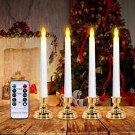 🕯️ cimetech led window candles with timer - flameless christmas candle lights, battery operated, 4 3d wick light window candle + 4 removable gold candle holders + remote, for decor and festival celebration логотип