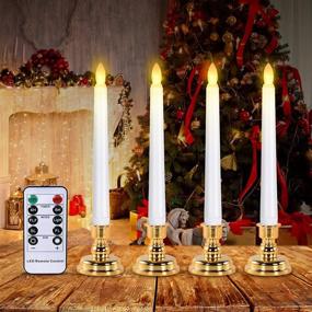 img 4 attached to 🕯️ Cimetech LED Window Candles with Timer - Flameless Christmas Candle Lights, Battery Operated, 4 3D Wick Light Window Candle + 4 Removable Gold Candle Holders + Remote, for Decor and Festival Celebration