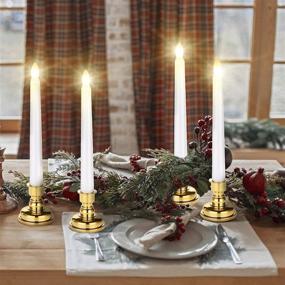 img 1 attached to 🕯️ Cimetech LED Window Candles with Timer - Flameless Christmas Candle Lights, Battery Operated, 4 3D Wick Light Window Candle + 4 Removable Gold Candle Holders + Remote, for Decor and Festival Celebration