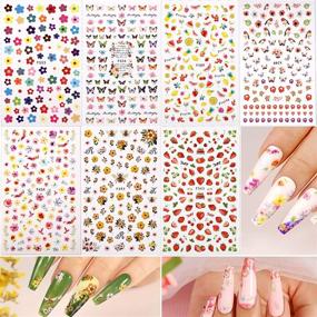 img 2 attached to 🦋 12 листов 3D самоклеящиеся наклейки для ногтей - набор Teenitor Nail Art Decoration с 5 коробками голографической блесткой для ногтей - бабочки, сердца, звезды, кленовый лист и секреты для ногтей и цветочные ломтики