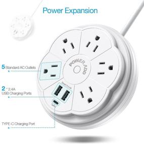 img 3 attached to 💡 Compact 5-Outlet Power Strip with Retractable USB Ports, Type-C Port, 900J Surge Protection, 125V/13A, 3.3ft Extension Cord – Portable & Neat for Travel, Home, and Office