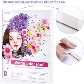 img 2 attached to 🎨 Ohuhu Watercolor Pad Sketchbooks 2 Pack - 140 LB/300 GSM Heavyweight Papers - 9x12IN - 36 Sheets/72 Pages - Glue-Bound Watercolor Paper Pad for Marker, Acrylic, Watercolor, Pen, Pencil Painting - Perfect Christmas Gift