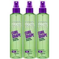 garnier fructis style curl shape defining spray gel for curly hair, 8.5 fluid ounces, pack of 3 logo