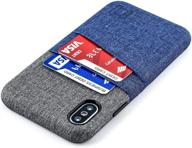 📱 dockem iphone x/xs wallet case with magnetic mounting plate & 2 credit card holder slots - 5.8" luxe m2 synthetic leather, blue & grey logo