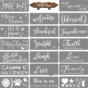 img 4 attached to 🏠 Reusable Welcome Stencil Kit - 20 PCS Wood Painting Stencils for Home Signs, Porch Signs, and Front Doors: Includes Sunflower, Dog Paw, and Other Patterns