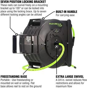 img 1 attached to 🔧 Flexzilla Levelwind Retractable Air Hose Reel - 3/8 in. x 75 ft - Heavy Duty, Lightweight, Hybrid - ZillaGreen | L8306FZ