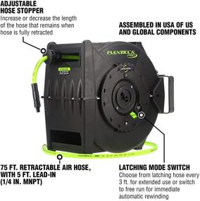 img 2 attached to 🔧 Flexzilla Levelwind Retractable Air Hose Reel - 3/8 in. x 75 ft - Heavy Duty, Lightweight, Hybrid - ZillaGreen | L8306FZ