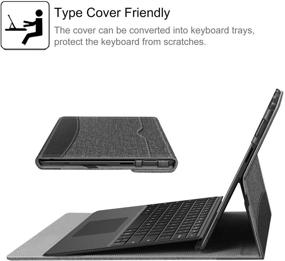 img 1 attached to Fintie Case for Microsoft Surface Pro X (2021/2020/2019) - Versatile Viewing Portfolio Business Cover with Pocket for 13 Inch New Surface Pro X, Gray