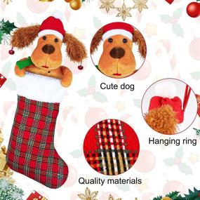 img 1 attached to 🎅 24-Inch Electric Automatic Dog Christmas Stocking Sock with Santa Claus Music - Personalized 3D Red Decoration Ornament for Tree, Gift for Kids in Holiday Family Party