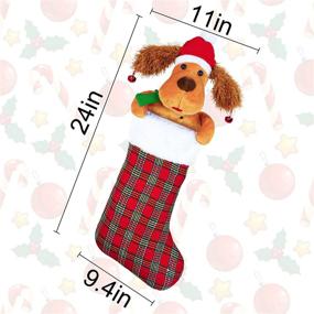 img 3 attached to 🎅 24-Inch Electric Automatic Dog Christmas Stocking Sock with Santa Claus Music - Personalized 3D Red Decoration Ornament for Tree, Gift for Kids in Holiday Family Party