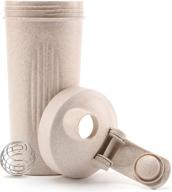 eco-friendly shaker bottle: healthier comforts’ 24 oz. (700ml) wheat straw, 🌱 bpa-free mixer for protein shakes, smoothies, pre-workout – dishwasher safe & shatter-proof (beige) логотип