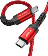 🔌 jsaux кабель usb c к micro usb 6,6 футов - кабель зарядки type c к micro usb, поддерживает зарядку и синхронизацию для macbook (pro), galaxy s8, s9, s10, pixel 3 xl, 2 xl и устройств с micro usb- красный/2 м логотип