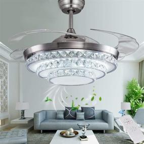 img 2 attached to KALRI 42-inch Crystal Invisible Ceiling Fan Light with LED Light Kit, Remote Control, Chandelier Decor in Silver - Perfect Home Fan Lamp