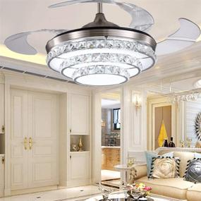 img 1 attached to KALRI 42-inch Crystal Invisible Ceiling Fan Light with LED Light Kit, Remote Control, Chandelier Decor in Silver - Perfect Home Fan Lamp