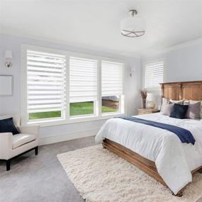 img 2 attached to 🪟 Custom Cut to Size White Zebra Blinds: Sheer or Privacy Light Control Corded Blinds with Dual Layer Roller Shades [Size W 34 x H 60]