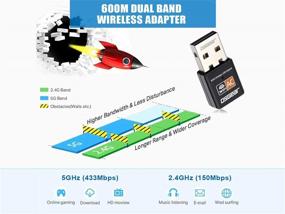 img 1 attached to 📶 OSGEAR USB WiFi Card 600Mbps Adapter - Dual Band 2.4G 150Mbps 5G 433Mbps 802.11ac Dongle for Laptop Desktop PC - Compatible with Windows 10 8 7 XP Vista Mac Linux