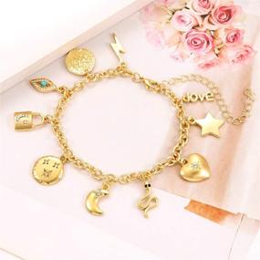 img 3 attached to 🦄 Exquisite CEALXHENY Women’s Link Charm Bracelet: A Whimsical Collection of Unicorn, Butterfly, Star & Heart Charms for Girls