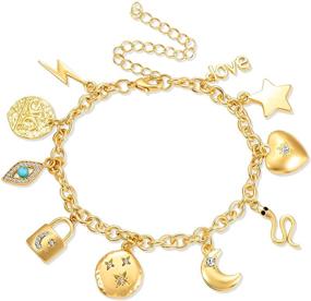 img 4 attached to 🦄 Exquisite CEALXHENY Women’s Link Charm Bracelet: A Whimsical Collection of Unicorn, Butterfly, Star & Heart Charms for Girls