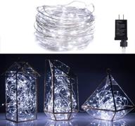🎄 32 ft 100 led fairy lights, waterproof firefly string lights on silver coated copper wire - perfect for christmas party decorations, diy wedding, bedroom, indoor party - pure white logo