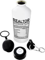 🌱 realtor nutritional facts aluminum water bottle with cap & sport top - ideal realtor gift in white логотип